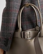 Prada Buckle Large Leather Handbag With Belt - Image 8